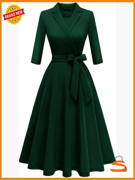 Dresses & Skirts - Fit and Flare 3/4 Sleeve Vintage Tea Dress Cocktail Party Formal Church Dress